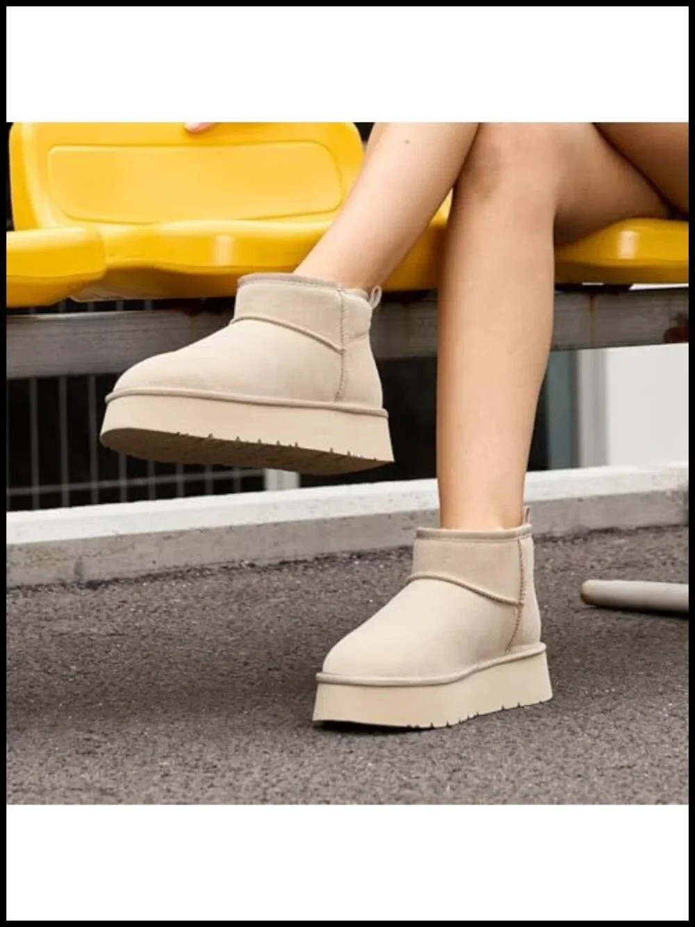 Genuine Suede Ankle Platform Snow Boots with Cozy Lining